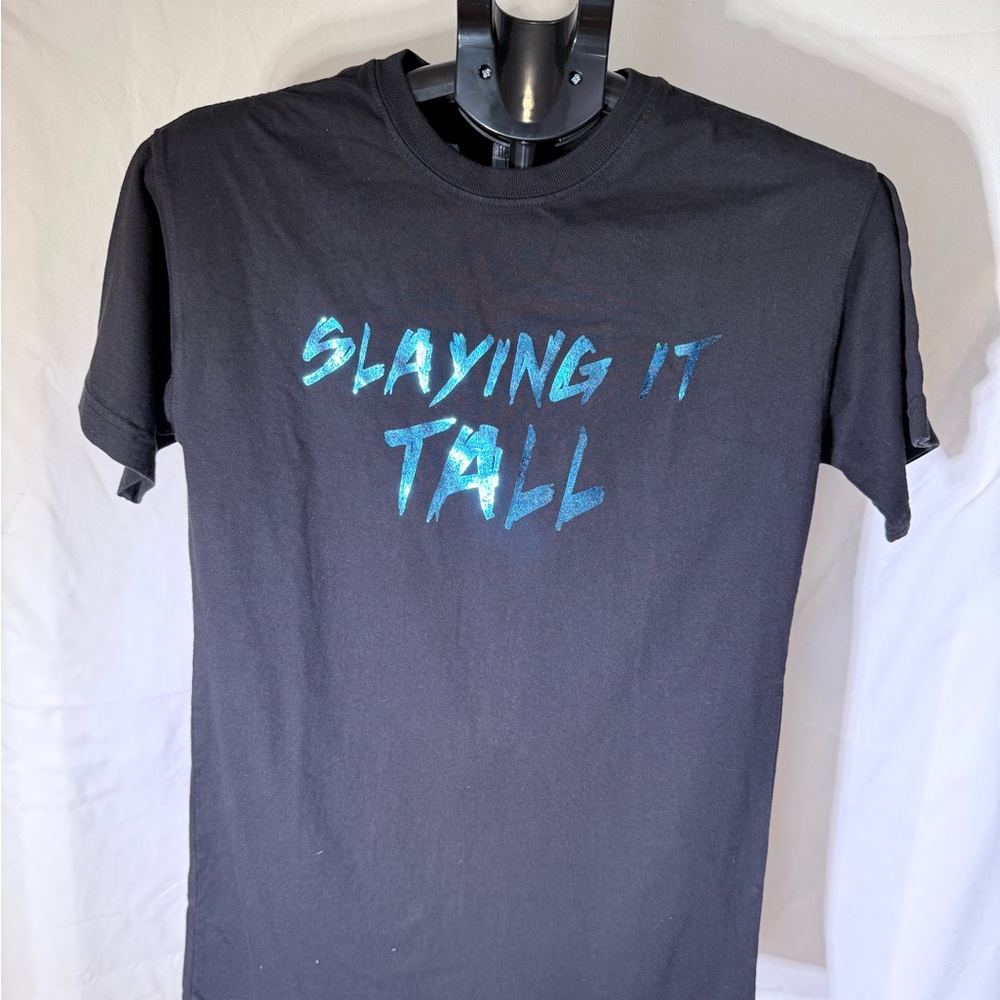 Have It Tall Black Graphic T-Shirt Slaying It Tall Crew Neck Casual Men’s ST